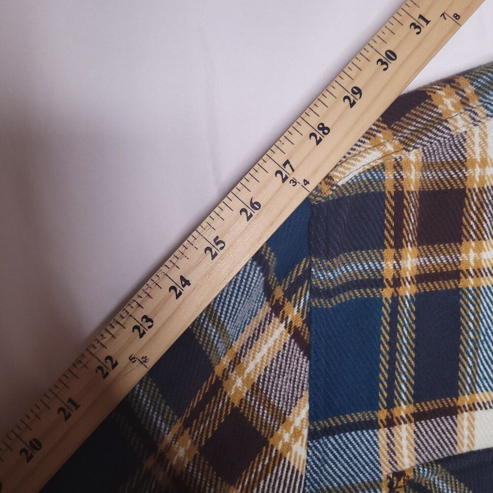 Outerknown Blanket Shirt Mens Large Plaid Green, Burgundy Heavyweight Organic - Picture 9 of 12